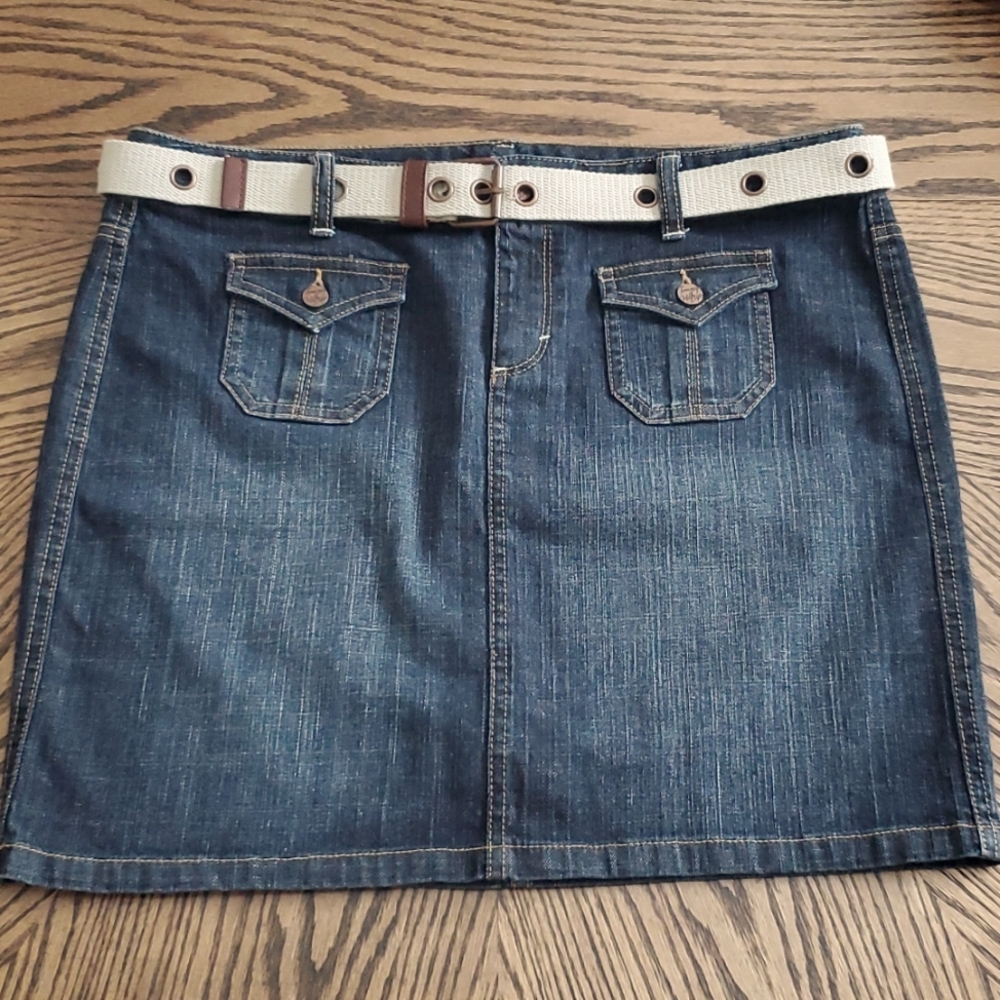 Tommy Hilfiger Denim Skirt with grommet belt.